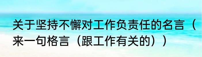 关于坚持不懈对工作负责任的名言（来一句格言（跟工作有关的））