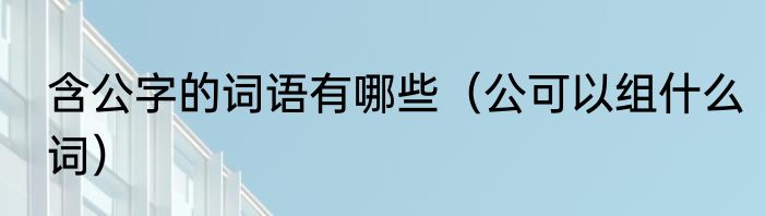 含公字的词语有哪些（公可以组什么词）