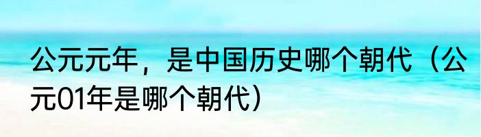 公元元年，是中国历史哪个朝代（公元01年是哪个朝代）