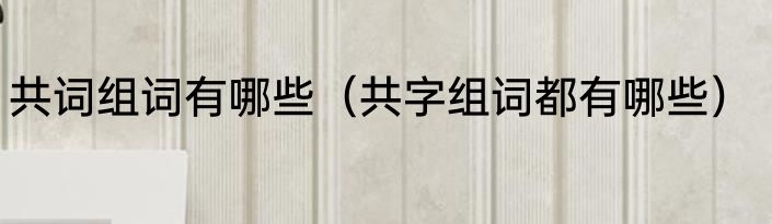 共词组词有哪些（共字组词都有哪些）