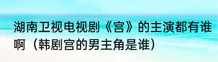 湖南卫视电视剧《宫》的主演都有谁啊（韩剧宫的男主角是谁）