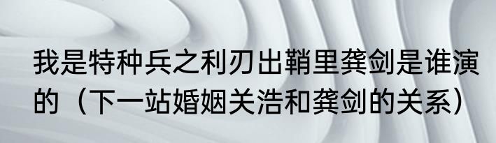 我是特种兵之利刃出鞘里龚剑是谁演的（下一站婚姻关浩和龚剑的关系）