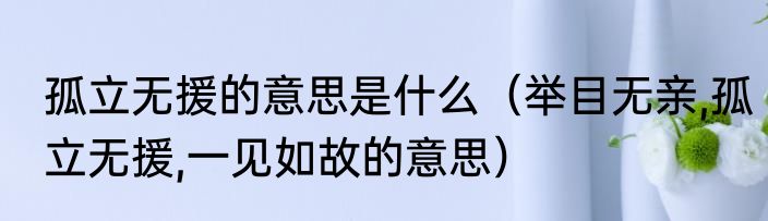 孤立无援的意思是什么（举目无亲,孤立无援,一见如故的意思）