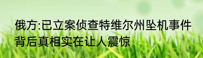 俄方:已立案侦查特维尔州坠机事件 背后真相实在让人震惊