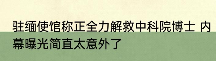 驻缅使馆称正全力解救中科院博士 内幕曝光简直太意外了