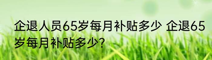 企退人员65岁每月补贴多少 企退65岁每月补贴多少？