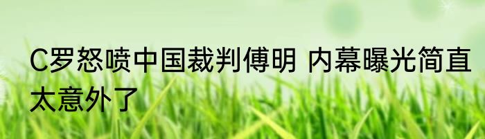 C罗怒喷中国裁判傅明 内幕曝光简直太意外了