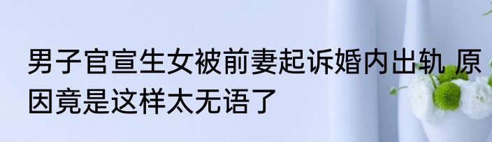 男子官宣生女被前妻起诉婚内出轨 原因竟是这样太无语了