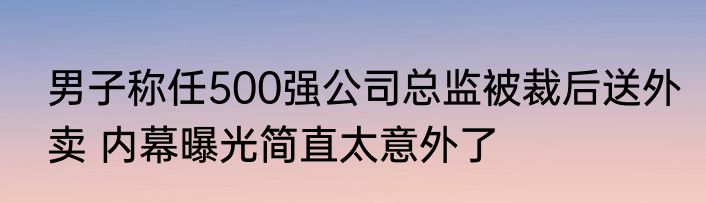 男子称任500强公司总监被裁后送外卖 内幕曝光简直太意外了