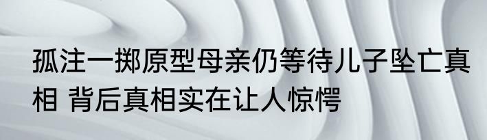 孤注一掷原型母亲仍等待儿子坠亡真相 背后真相实在让人惊愕