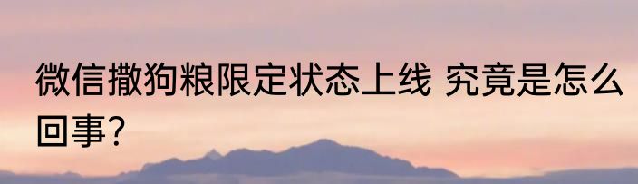 微信撒狗粮限定状态上线 究竟是怎么回事？