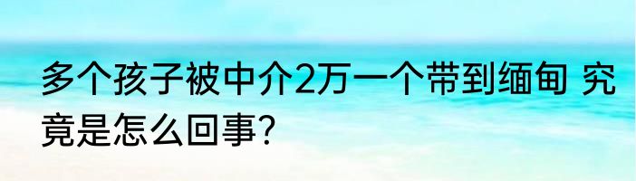 多个孩子被中介2万一个带到缅甸 究竟是怎么回事？
