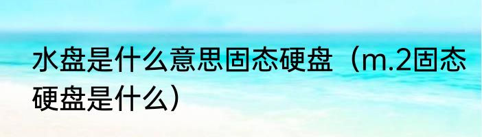 水盘是什么意思固态硬盘（m.2固态硬盘是什么）
