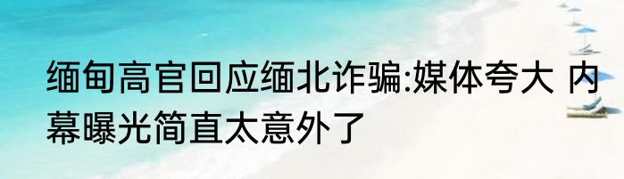 缅甸高官回应缅北诈骗:媒体夸大 内幕曝光简直太意外了