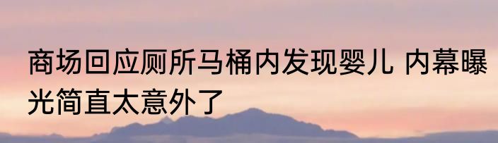 商场回应厕所马桶内发现婴儿 内幕曝光简直太意外了