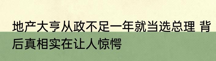 地产大亨从政不足一年就当选总理 背后真相实在让人惊愕