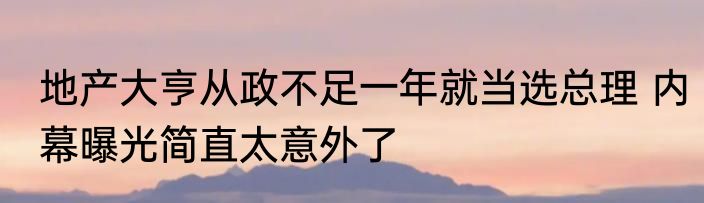 地产大亨从政不足一年就当选总理 内幕曝光简直太意外了