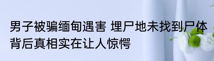 男子被骗缅甸遇害 埋尸地未找到尸体 背后真相实在让人惊愕