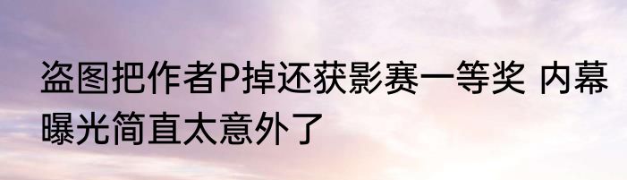 盗图把作者P掉还获影赛一等奖 内幕曝光简直太意外了