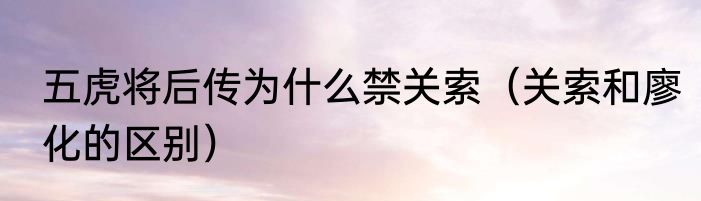 五虎将后传为什么禁关索（关索和廖化的区别）