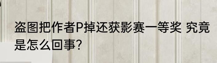 盗图把作者P掉还获影赛一等奖 究竟是怎么回事？