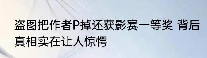 盗图把作者P掉还获影赛一等奖 背后真相实在让人惊愕