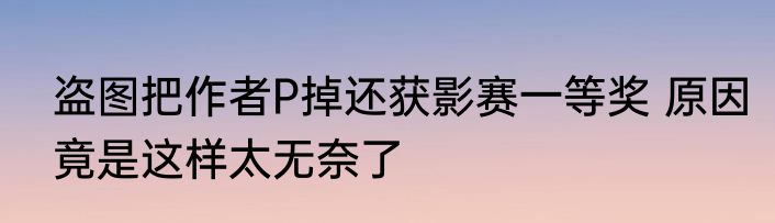 盗图把作者P掉还获影赛一等奖 原因竟是这样太无奈了