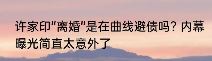 许家印“离婚”是在曲线避债吗? 内幕曝光简直太意外了