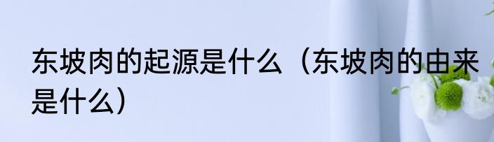 东坡肉的起源是什么（东坡肉的由来是什么）
