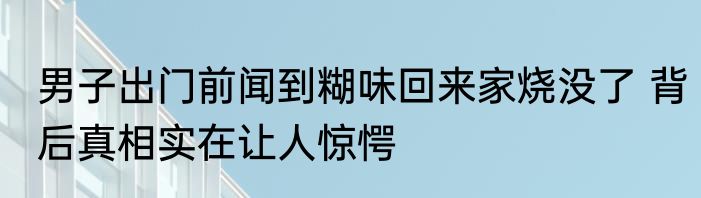 男子出门前闻到糊味回来家烧没了 背后真相实在让人惊愕