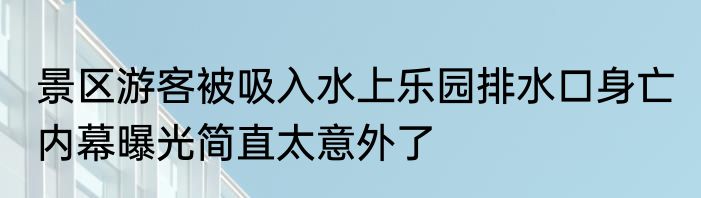 景区游客被吸入水上乐园排水口身亡 内幕曝光简直太意外了