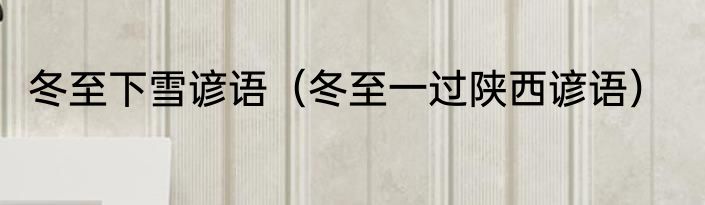 冬至下雪谚语（冬至一过陕西谚语）