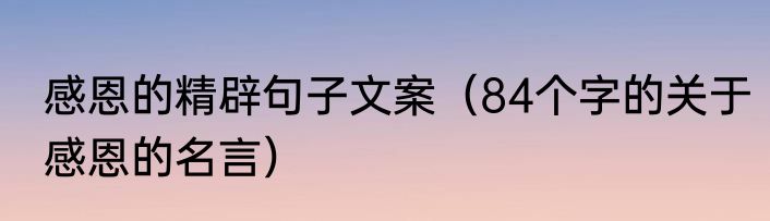 感恩的精辟句子文案（84个字的关于感恩的名言）