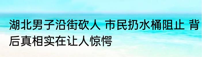 湖北男子沿街砍人 市民扔水桶阻止 背后真相实在让人惊愕