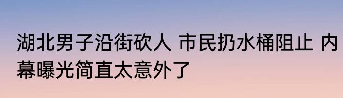 湖北男子沿街砍人 市民扔水桶阻止 内幕曝光简直太意外了