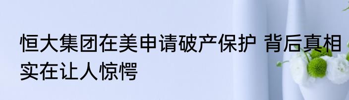 恒大集团在美申请破产保护 背后真相实在让人惊愕