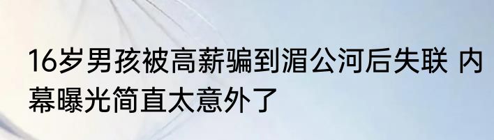 16岁男孩被高薪骗到湄公河后失联 内幕曝光简直太意外了