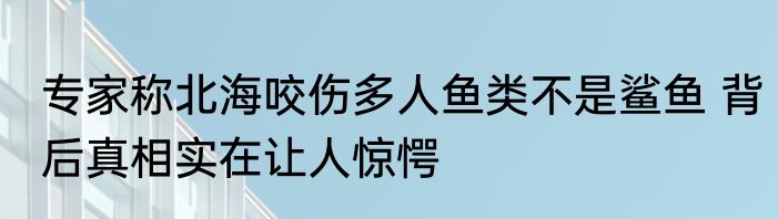 专家称北海咬伤多人鱼类不是鲨鱼 背后真相实在让人惊愕