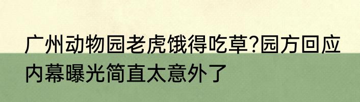 广州动物园老虎饿得吃草?园方回应 内幕曝光简直太意外了