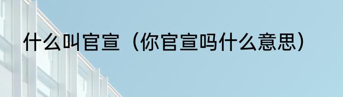 什么叫官宣（你官宣吗什么意思）