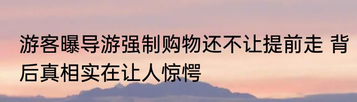 游客曝导游强制购物还不让提前走 背后真相实在让人惊愕