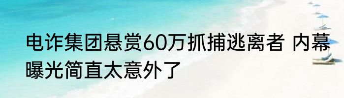 电诈集团悬赏60万抓捕逃离者 内幕曝光简直太意外了