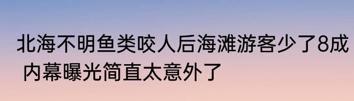 北海不明鱼类咬人后海滩游客少了8成 内幕曝光简直太意外了