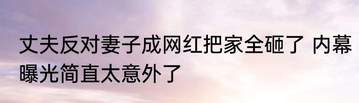 丈夫反对妻子成网红把家全砸了 内幕曝光简直太意外了