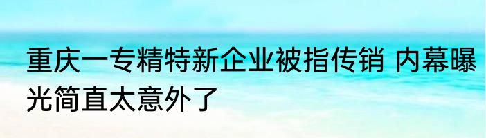 重庆一专精特新企业被指传销 内幕曝光简直太意外了