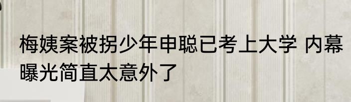 梅姨案被拐少年申聪已考上大学 内幕曝光简直太意外了
