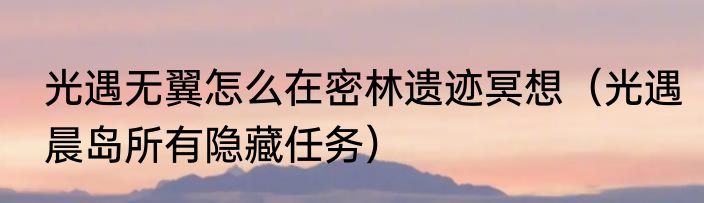 光遇无翼怎么在密林遗迹冥想（光遇晨岛所有隐藏任务）