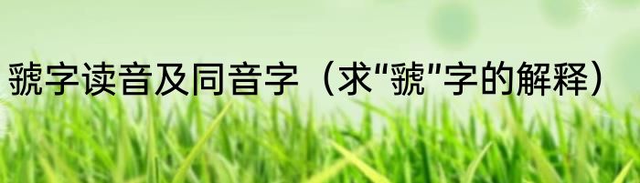 虢字读音及同音字（求“虢”字的解释）