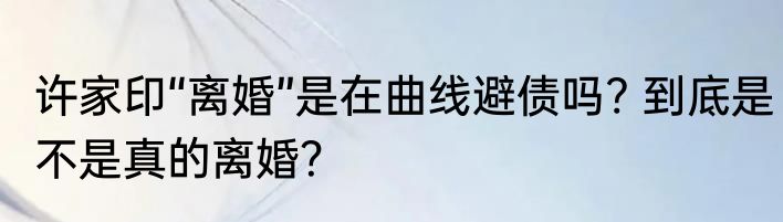 许家印“离婚”是在曲线避债吗? 到底是不是真的离婚？