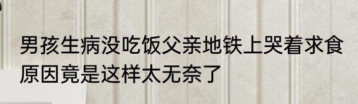 男孩生病没吃饭父亲地铁上哭着求食 原因竟是这样太无奈了